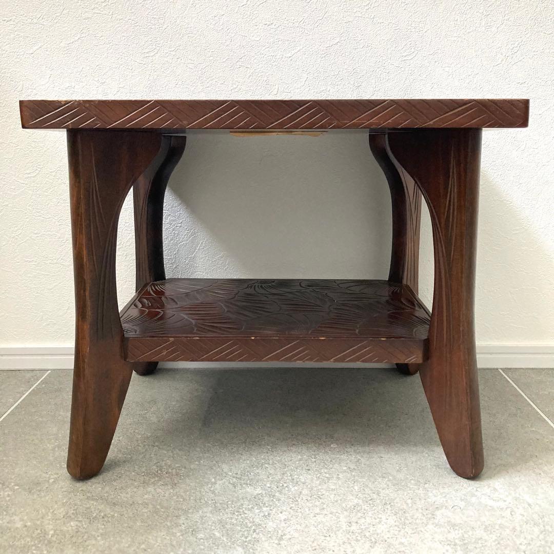 伝統工芸 日光彫り サイドテーブル 花台 飾り台 和家具 軽井沢彫