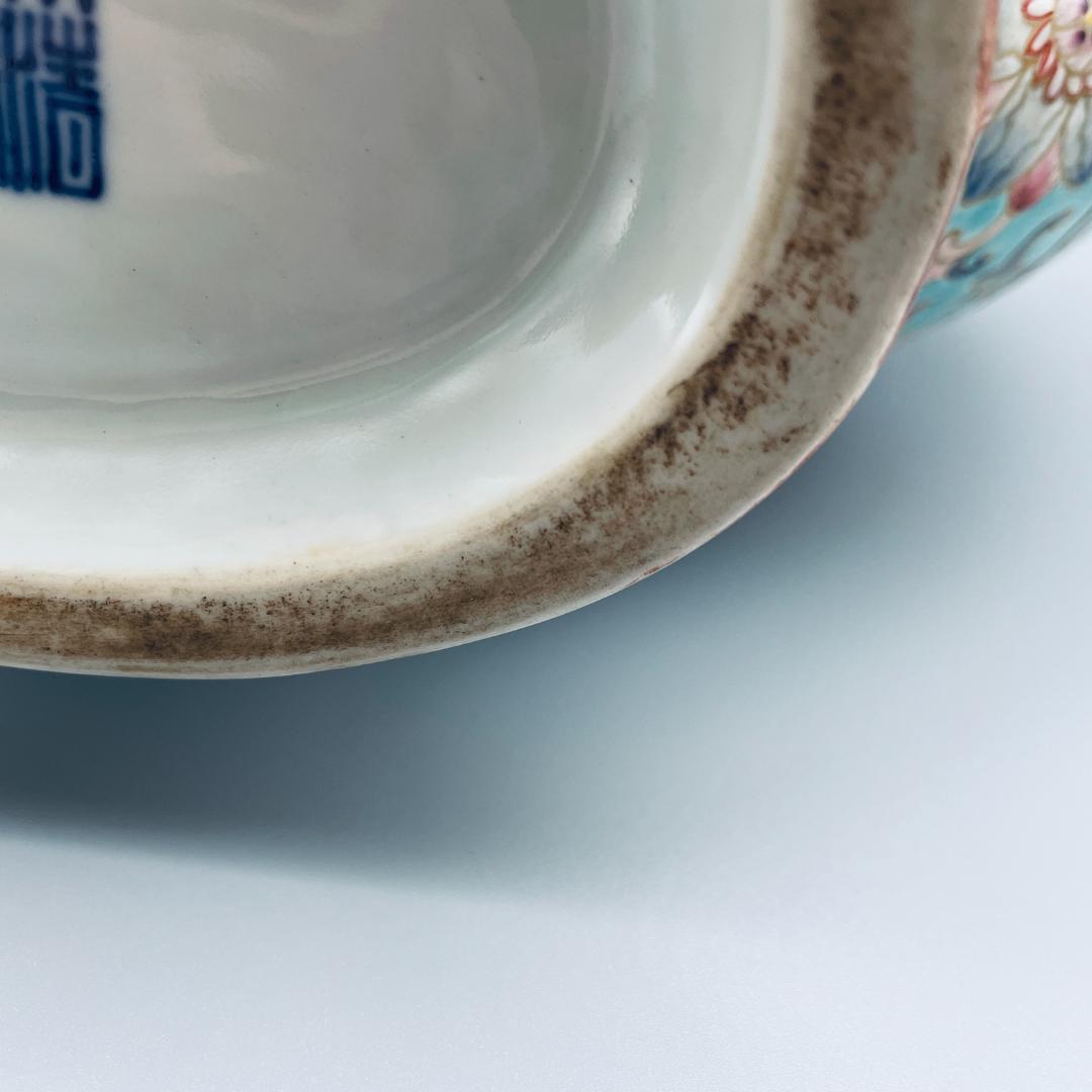 清】陶磁器 神獣紋 大清乾隆年製 粉彩双耳花瓶 中国美術 41cm 古杉箱入