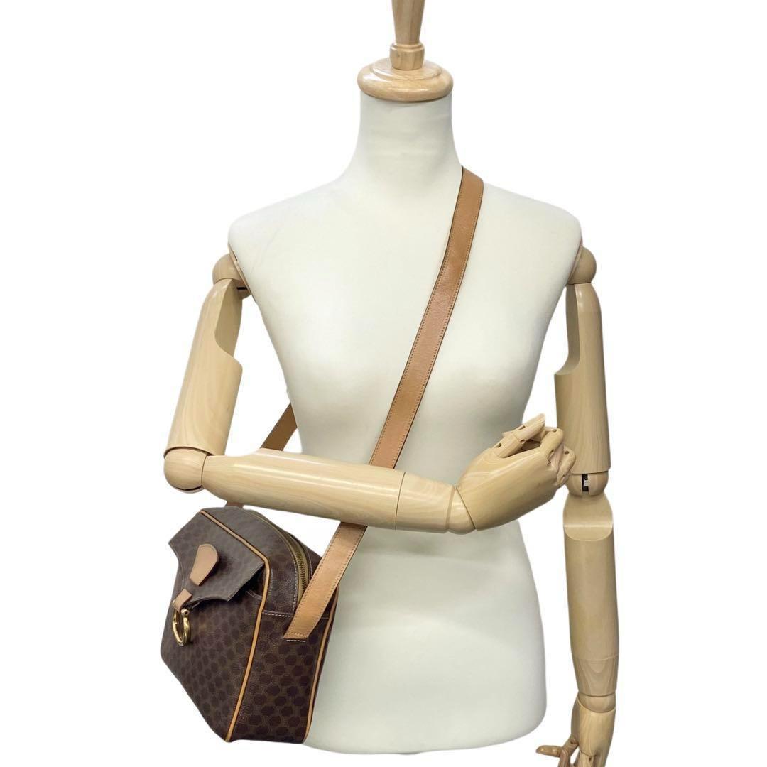 CELINE セリーヌ ショルダーバッグ レザー PVC マカダム ブラウン
