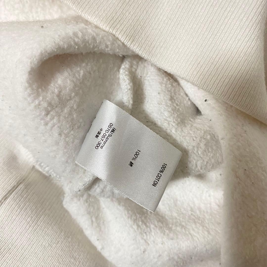 Supreme 赤ロゴ プルオーバーパーカー M ホワイト バーロゴ