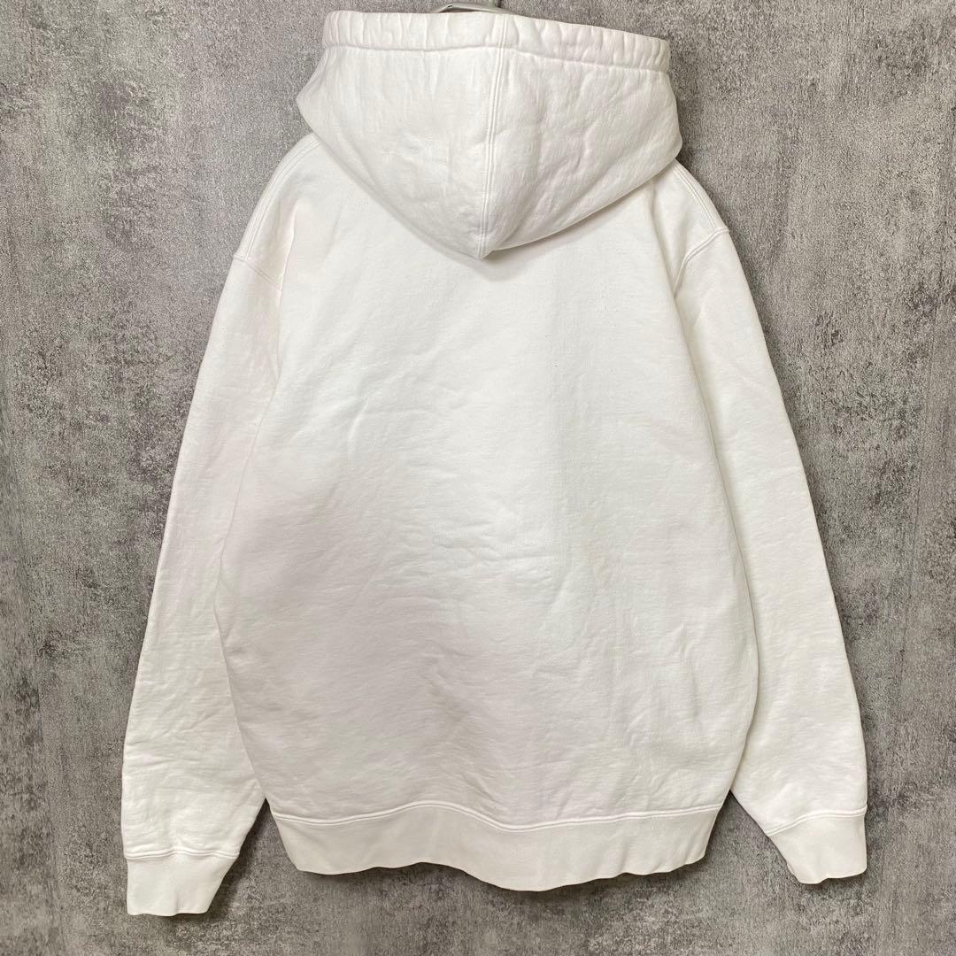 Supreme 赤ロゴ プルオーバーパーカー M ホワイト バーロゴ