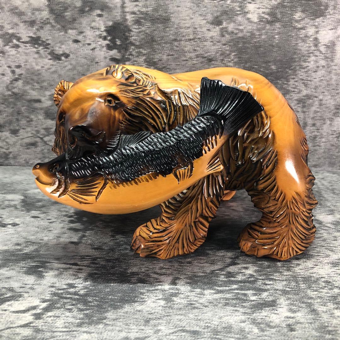 木彫りの虎 熊の置物