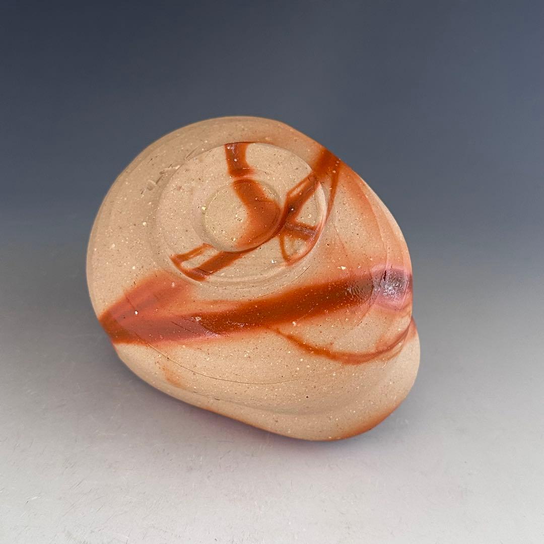 茶道具 備前焼 緋襷 沓形 茶碗 伊勢崎競 共箱 陶芸 茶会 稽古 薄茶 抹茶