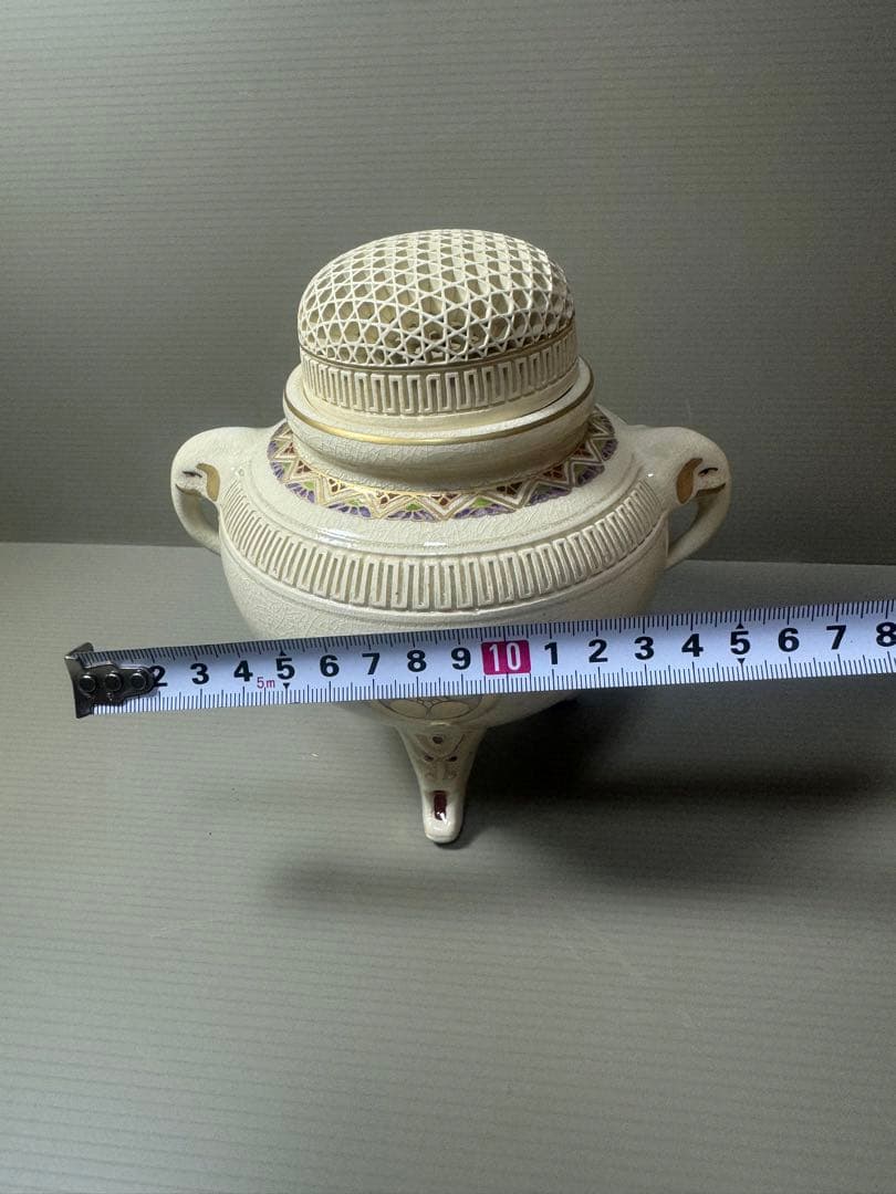 2067 薩摩焼 紋入香炉 梅模様香合 未使用