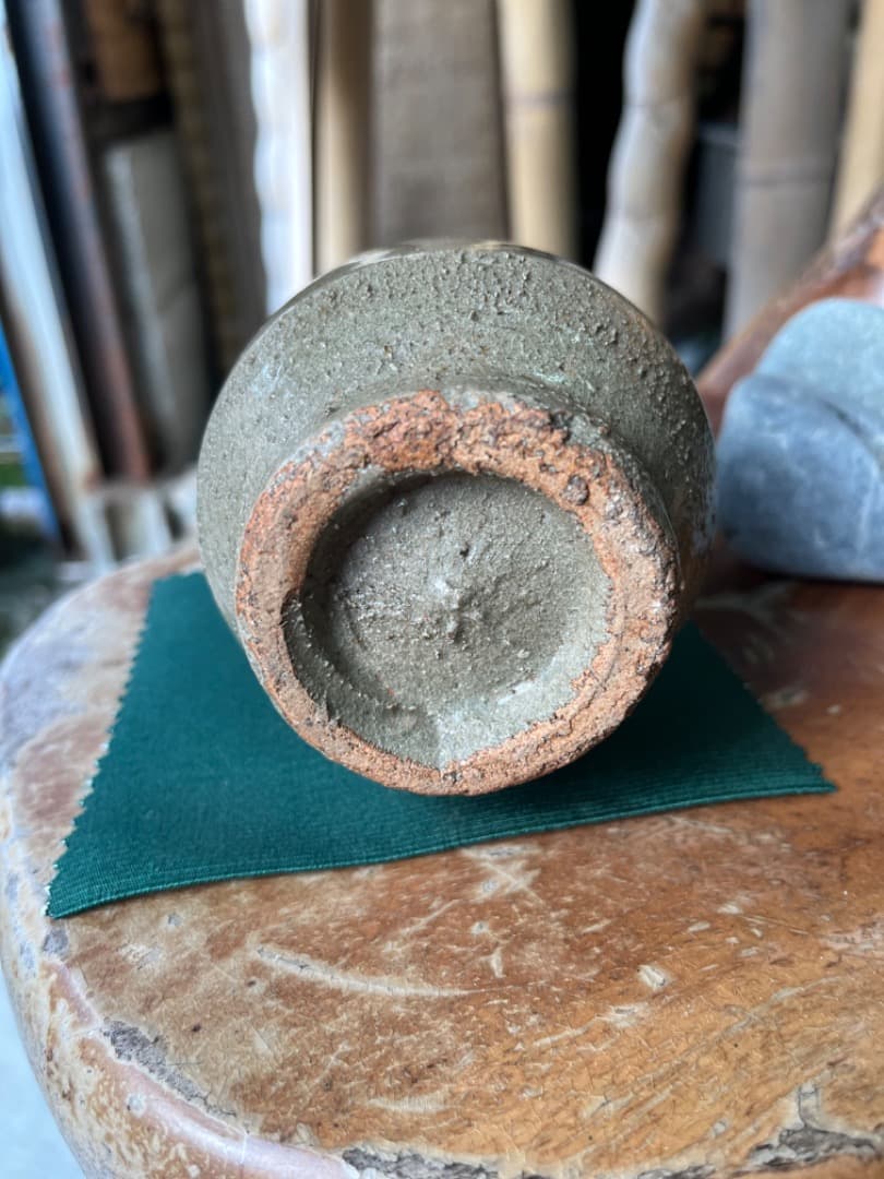 益子焼人間国宝　濱田庄司　縁黒酒器　共箱付き　※補修あり