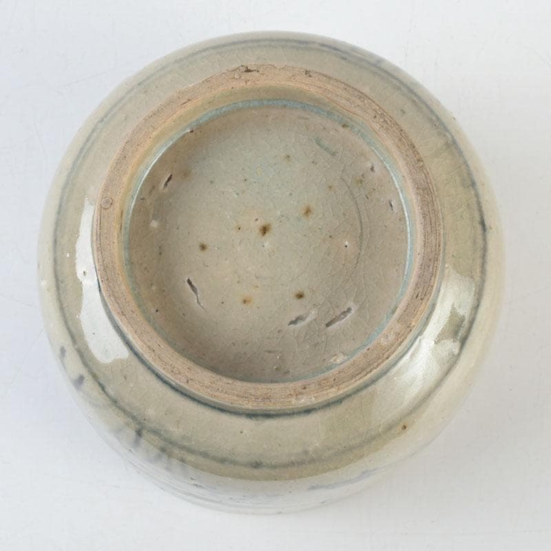 中国 呉須染付 花草昆虫文 茶碗 仕覆・時代箱付 C 9454