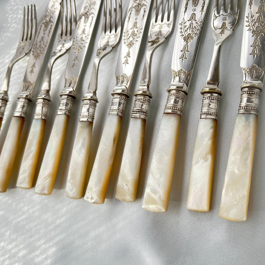 【ATKIN BROS】【白蝶貝】カトラリーセット ナイフ/フォーク 10本