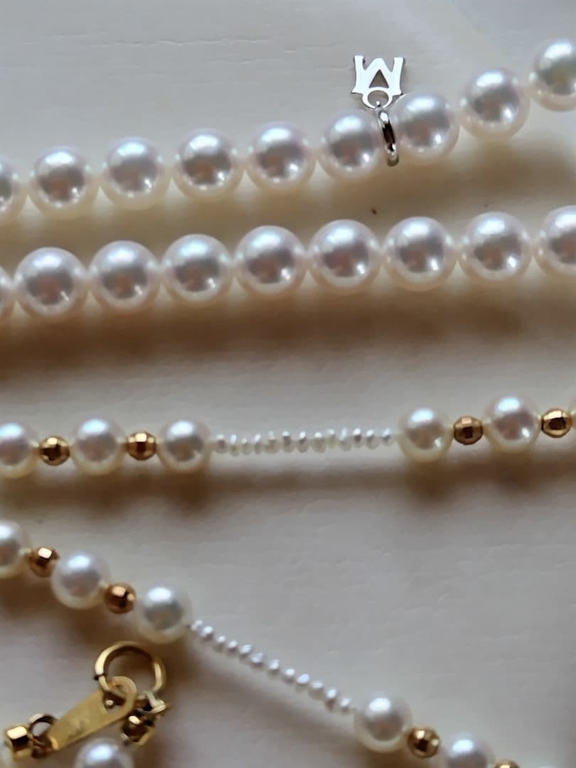 K18 アコヤ真珠ベビーパール、あこや砂芥子パールの、ネックレス