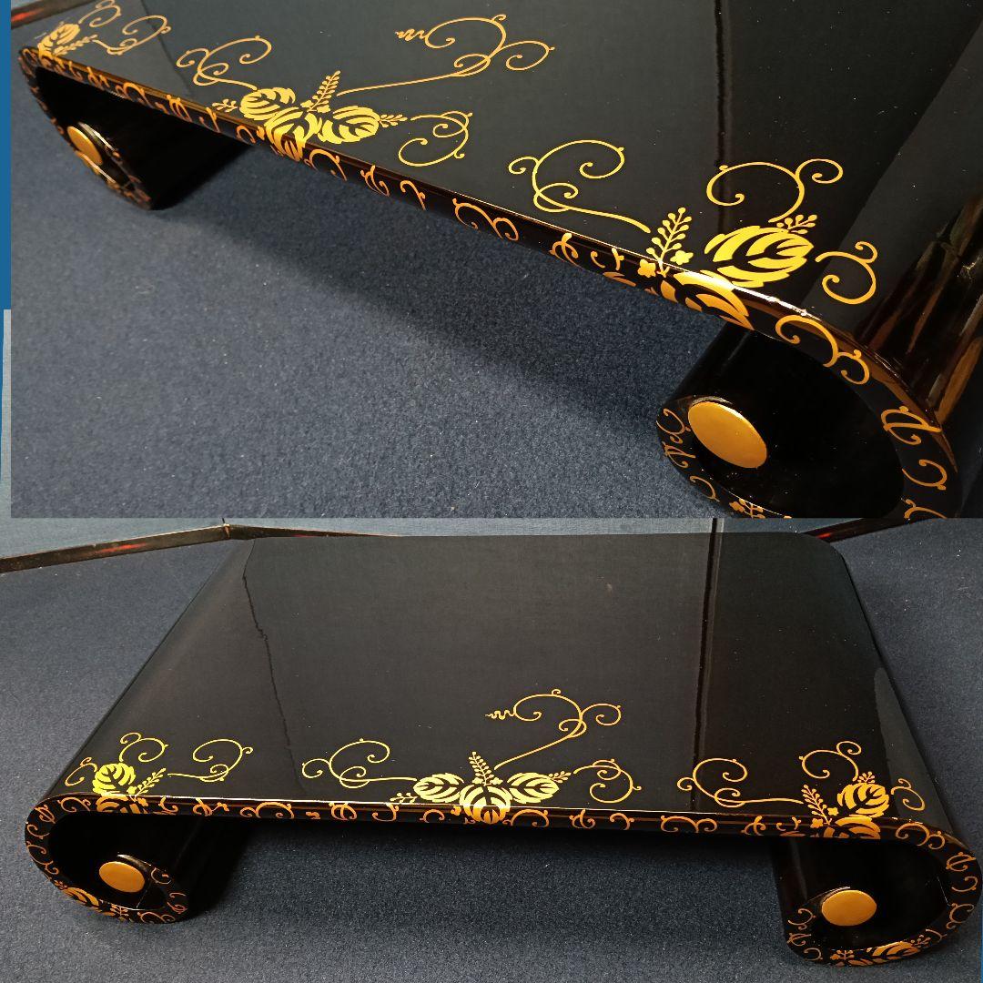 AO34 輪島塗 巻卓 蒔絵 草花蒔絵 花台 香炉台 飾台 木箱入