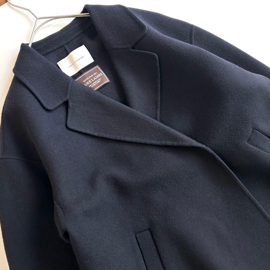 タグ有✨nano universe PURE LAMBS リバーロングコート 紺 - メルカリ