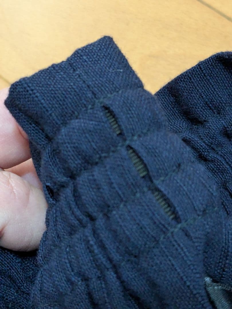 久留米絣　手織り　ネイビー フレアスカート 切り替え　藍暦　AIGOYOMI