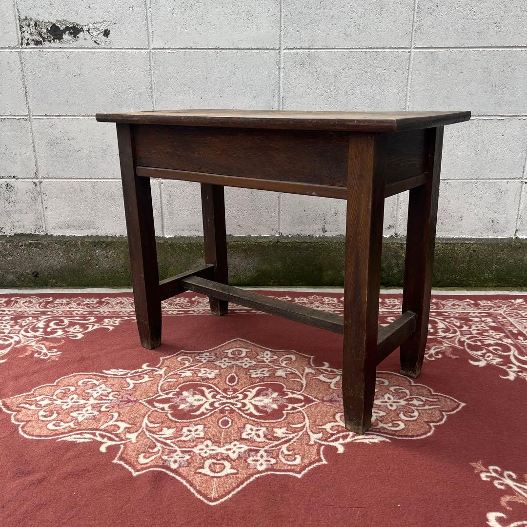 雰囲気の良い古い木製の机 引き出し2杯 ローテーブル 作業台 古家具 古