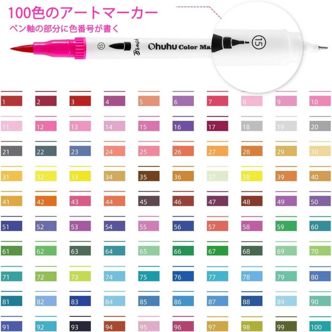 水性筆タイプ100色マーカーペン カラーペンセット