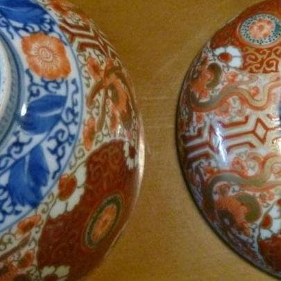 骨董 大明成化年製 古伊万里 錦蓋碗 5客セット 木箱付き