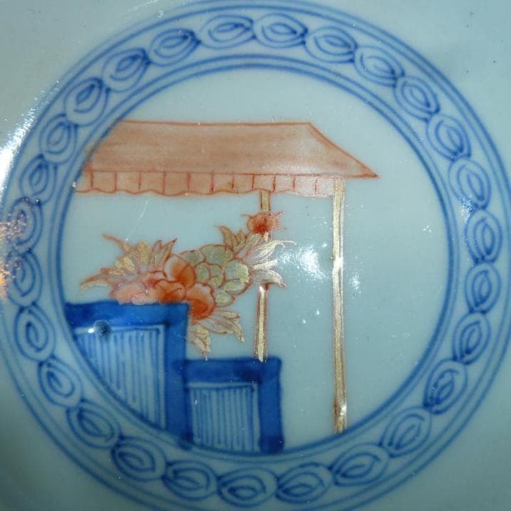 骨董 大明成化年製 古伊万里 錦蓋碗 5客セット 木箱付き