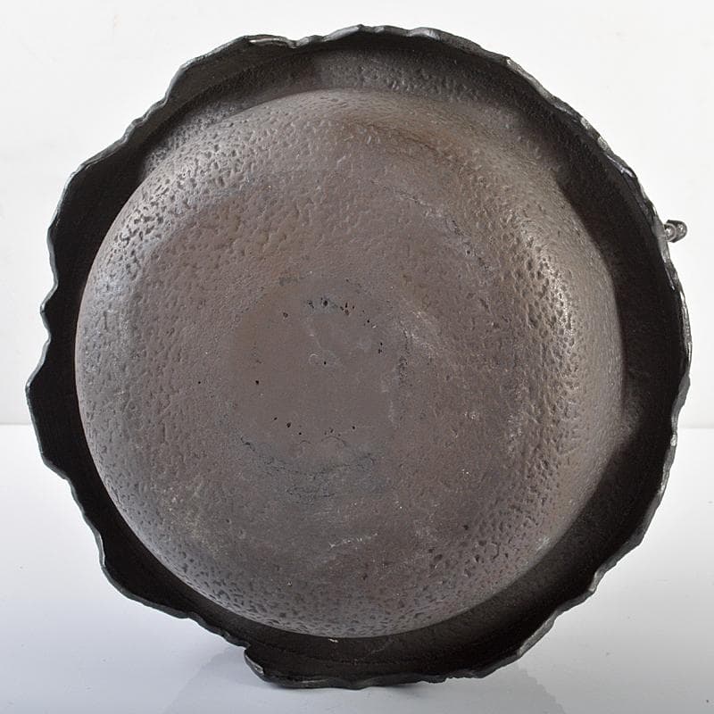 茶道具　那古野釜　釜師　伊藤宝斉作　霰文　尾垂釜　共布共箱　M　R6230B
