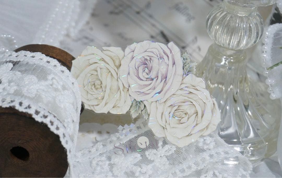 海外マスキングテープ巻売り 咬咬月白 フラワー 人物マスキングテープ