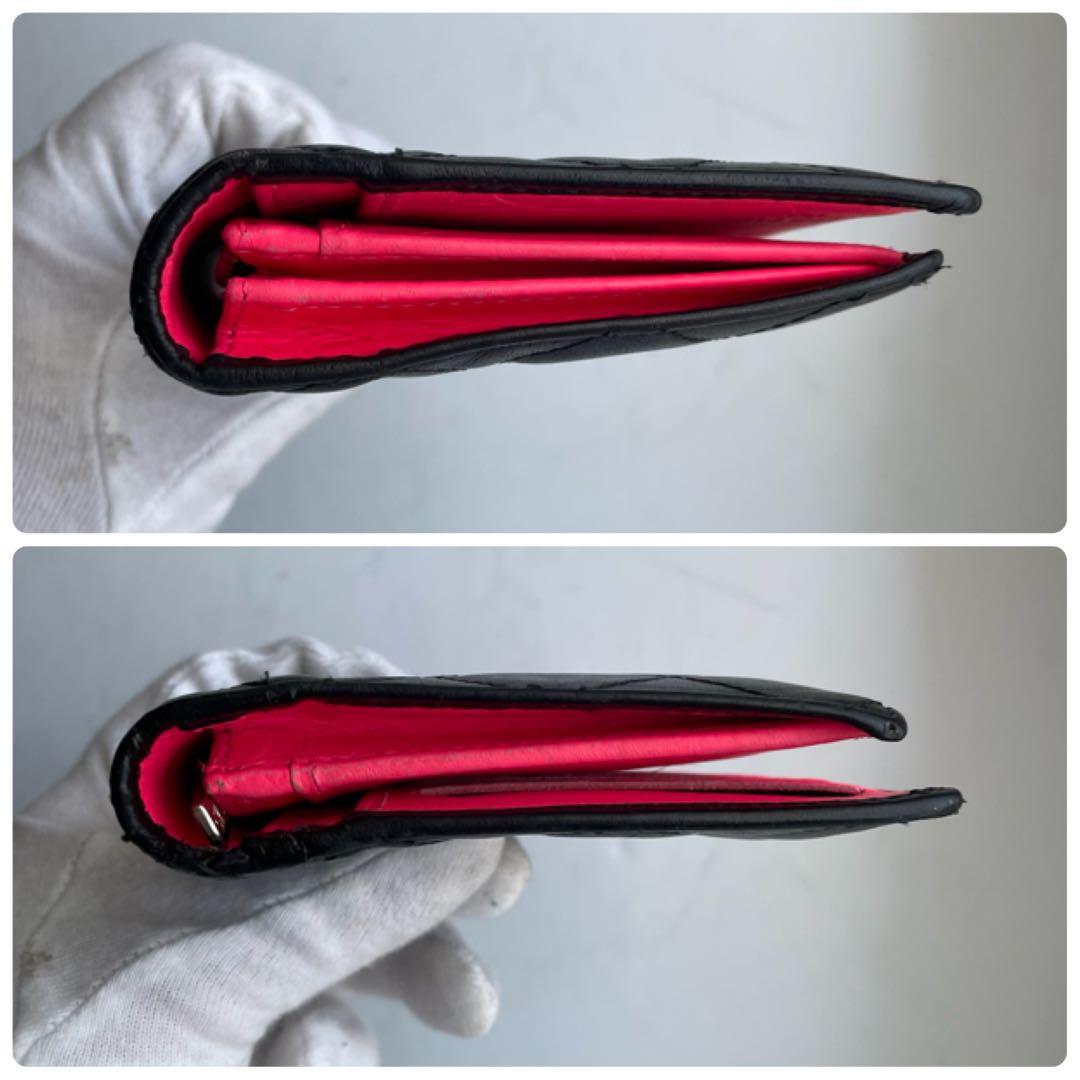 箱シール有り✨CHANEL マトラッセ カンボンライン ２つ折り長財布白黒ピンク