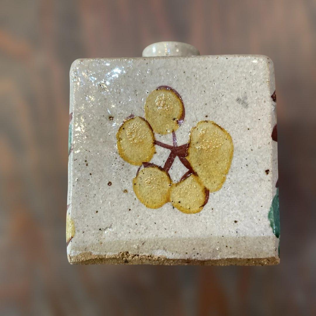 益子焼　合田好道　色絵角瓶　箱なし