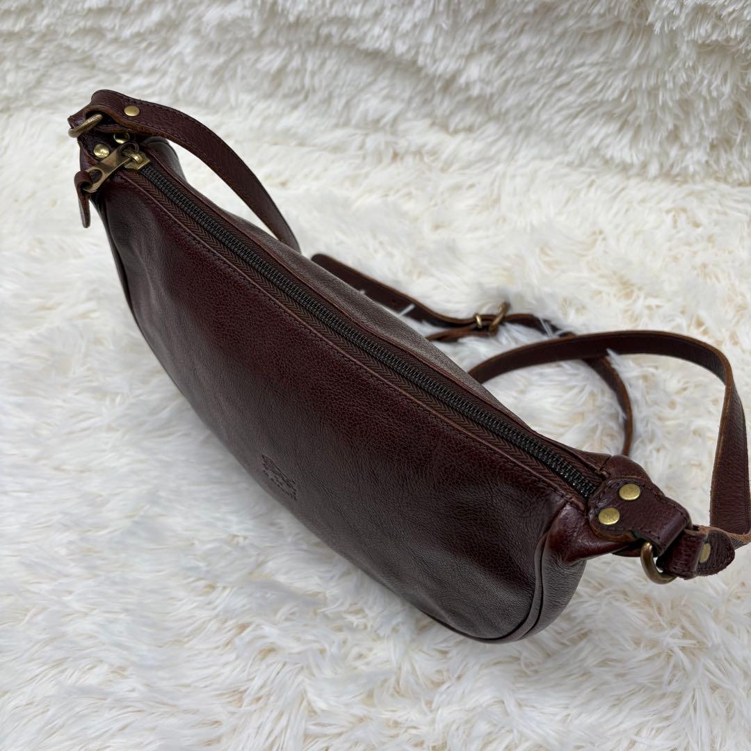 イルビゾンテ ショルダーバッグ ダークブラウン レザー 三日月 イタリア製