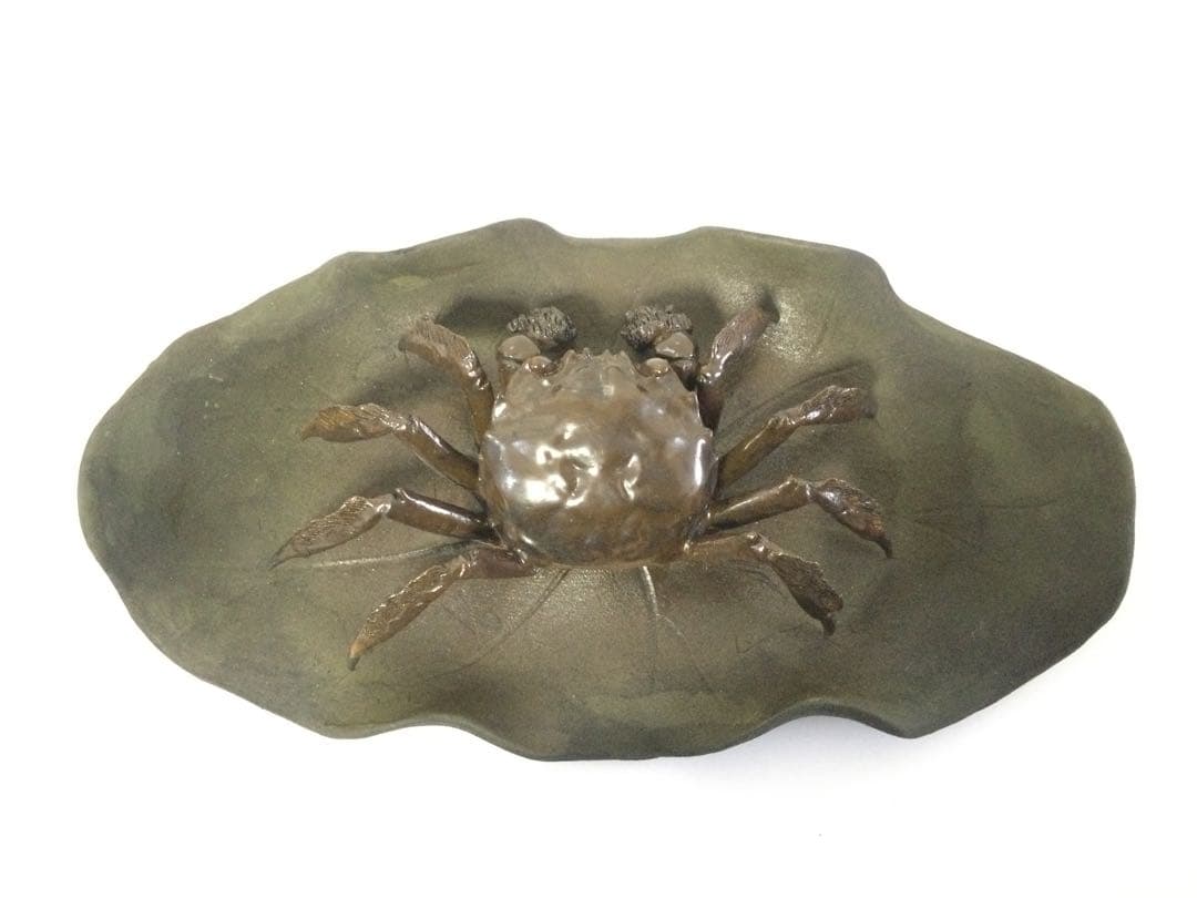 陶器置物 蟹置物 銘無し 焼物 M 検)水月焼 楽山焼 二六焼