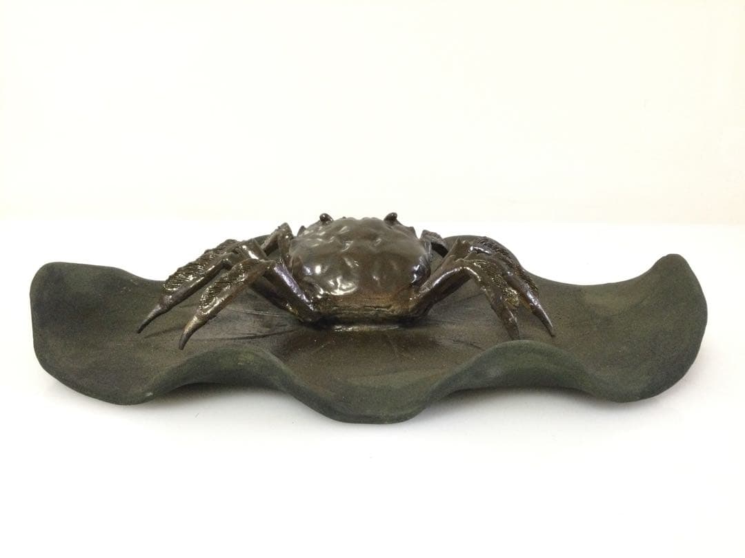 陶器置物 蟹置物 銘無し 焼物 M 検)水月焼 楽山焼 二六焼