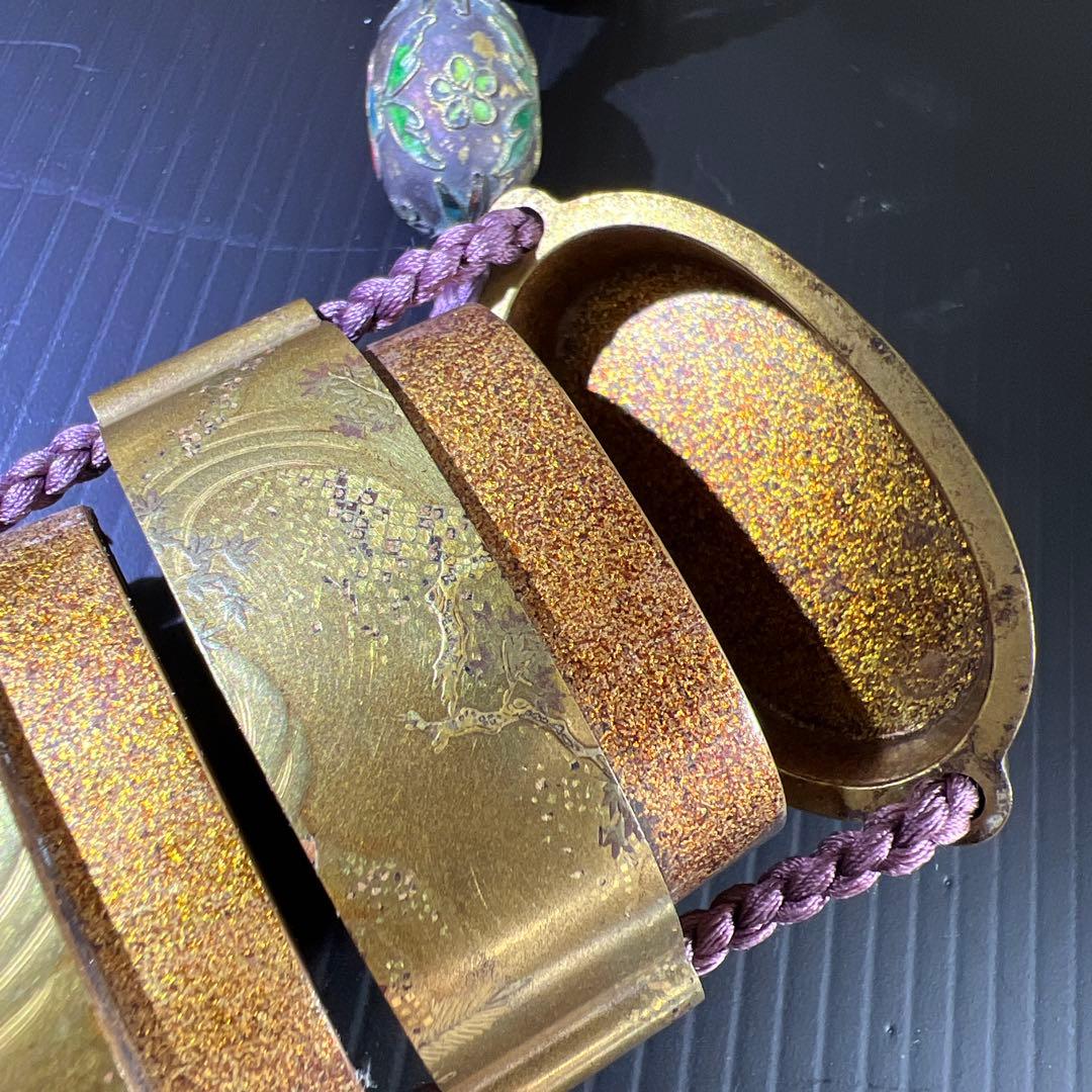 梶川作 極上蒔絵印籠 蓋無木箱付 71g 東Y7-0710⭐︎2F