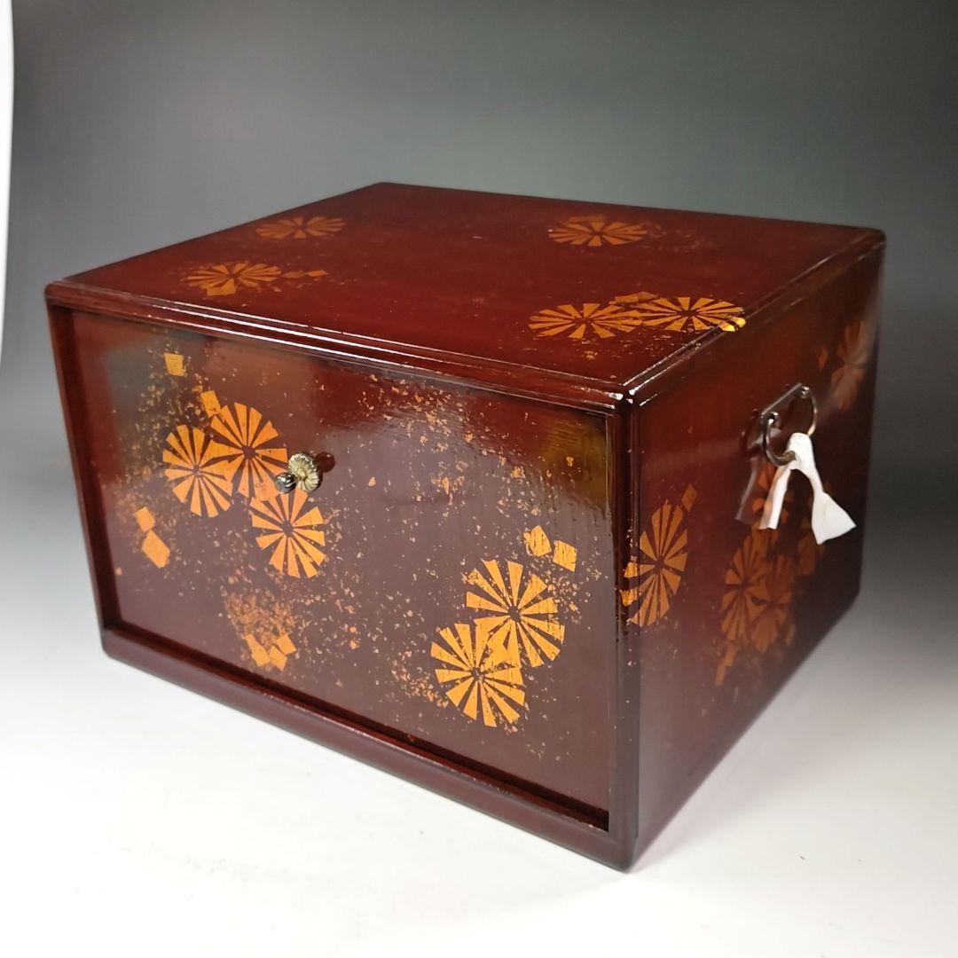 イ628 茶箱『前端雅峰造』『菊蒔絵 茶箱 木箱』茶道具