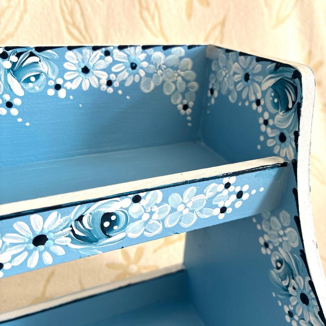 トールペイント 木製3段傾斜シェルフ、キャニスターラック