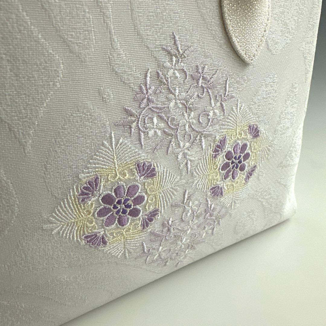 新品未使用 ！！刺繍入り！！京都 西陣 正絹 帯使用 利休バッグ　25121