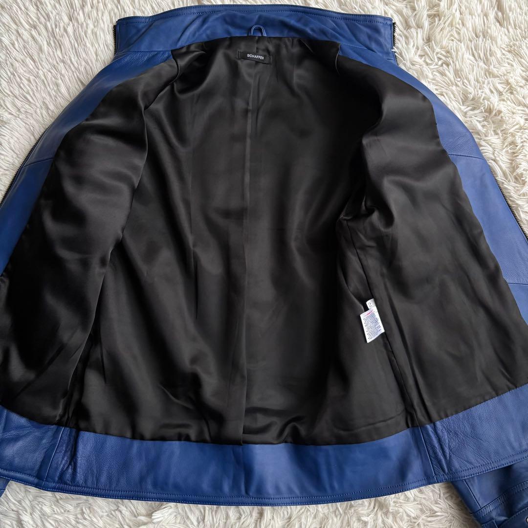美品) SCHAFFEN シングル ライダースジャケット ラムレザー ベルト