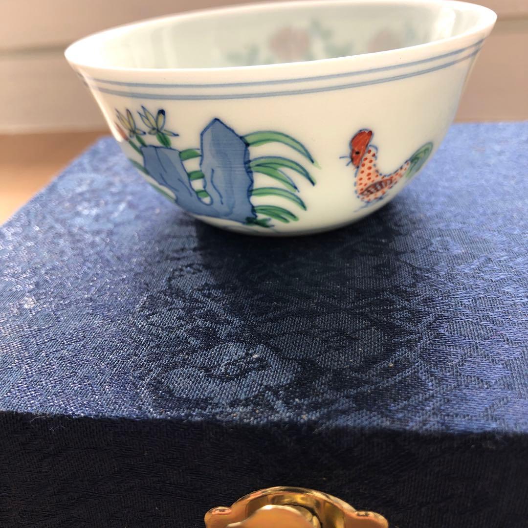 景徳鎮 明成化闘彩鶏缸杯 希少 景徳鎮 中国骨董 官