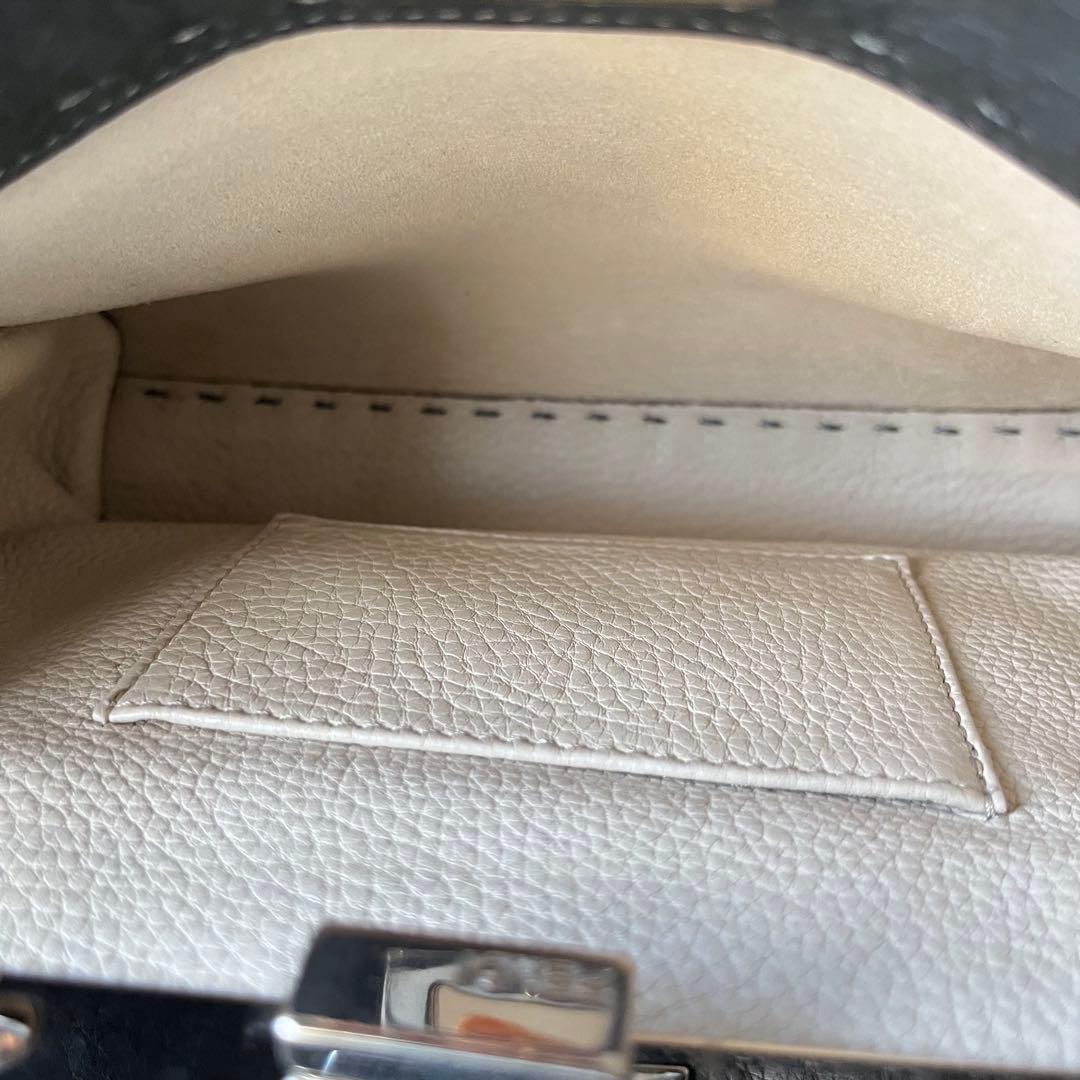 FENDI ピーカブー　ミニ　セレリア レザー　ハンドバッグ　アスファルトグレー