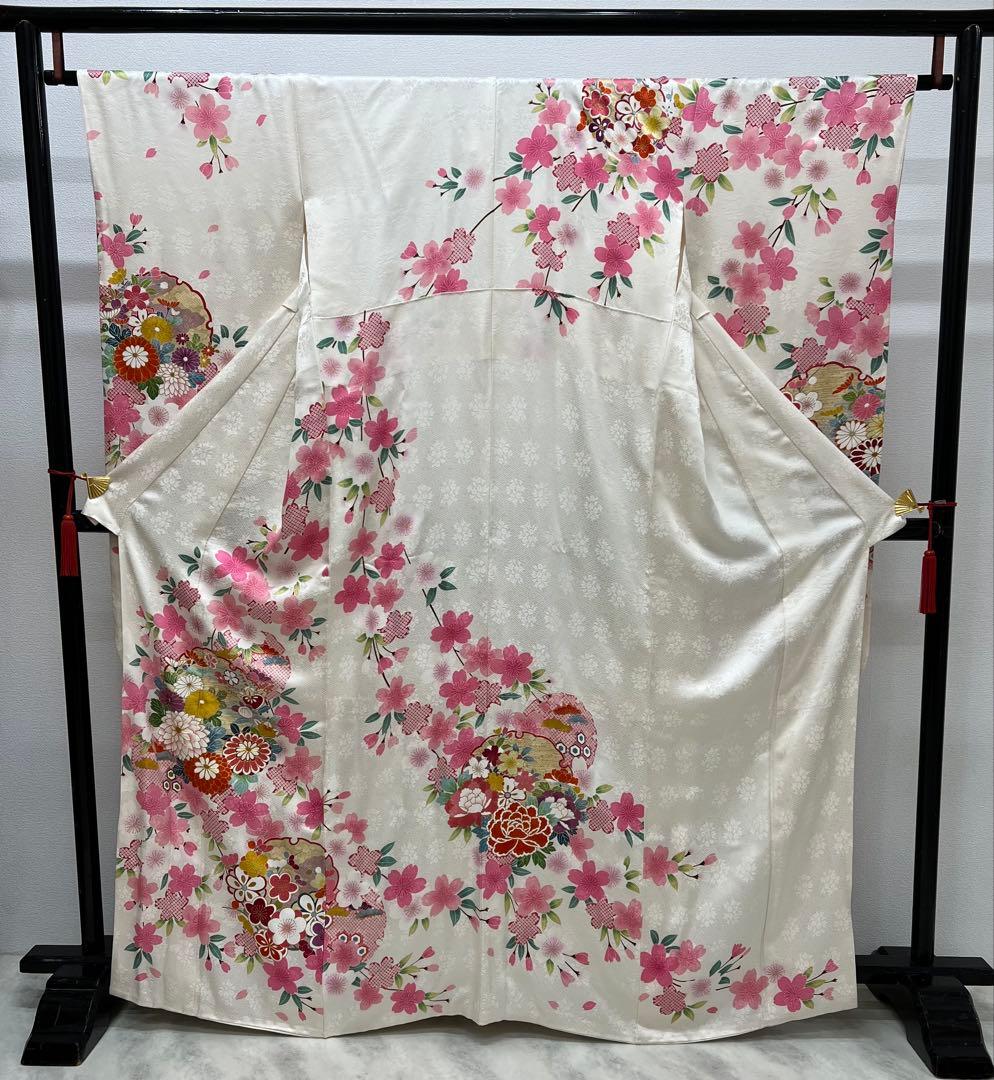 小柄な方 振り袖 フルセット 白 別誂長襦袢 成人式 金彩加工 刺繍入り