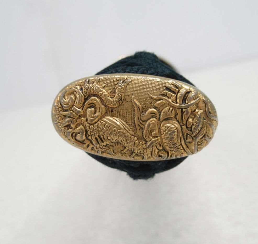 金龍図金縁黒丸鍔 本鮫 居合刀 模擬刀 美術刀