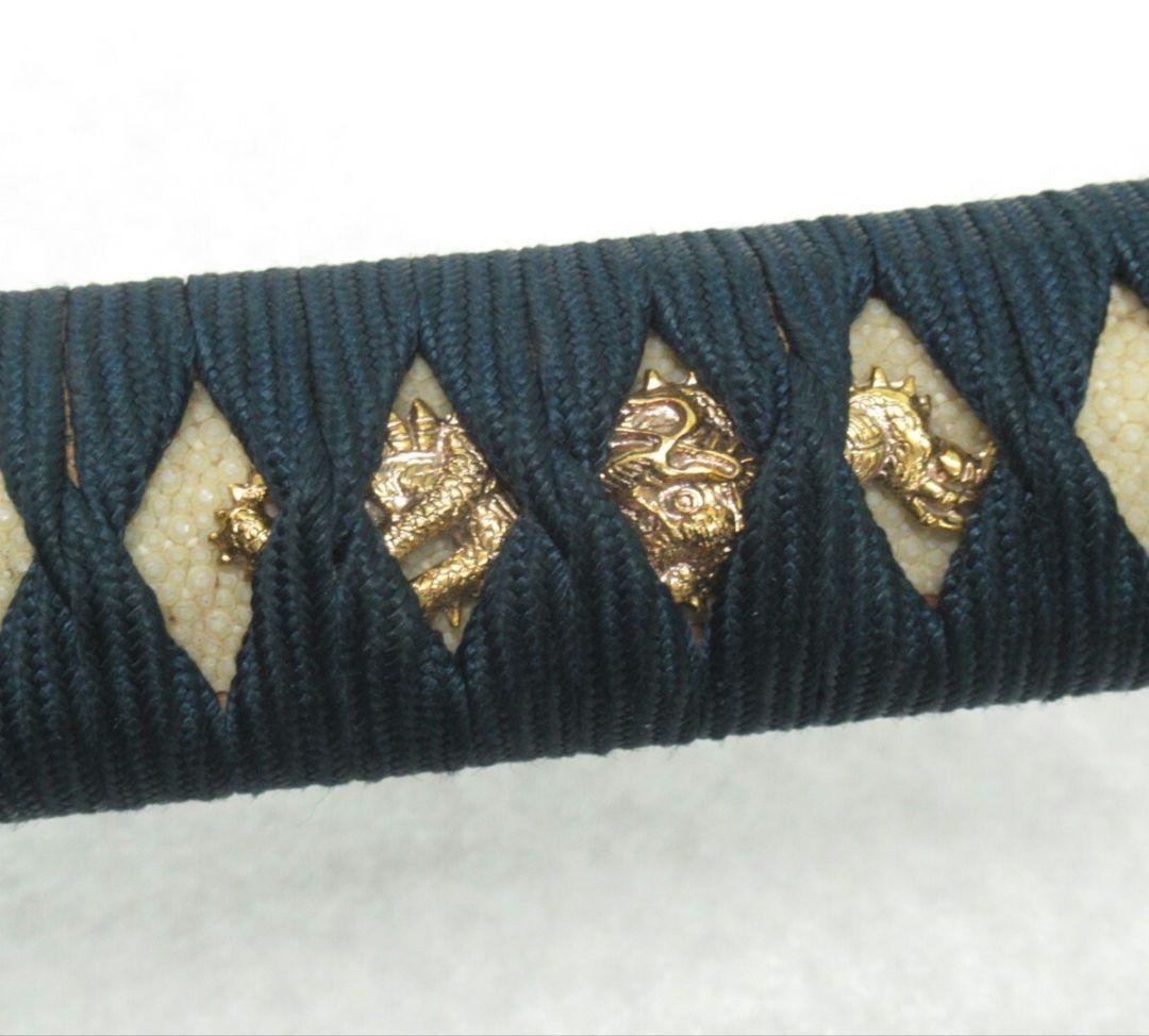 金龍図金縁黒丸鍔 本鮫 居合刀 模擬刀 美術刀