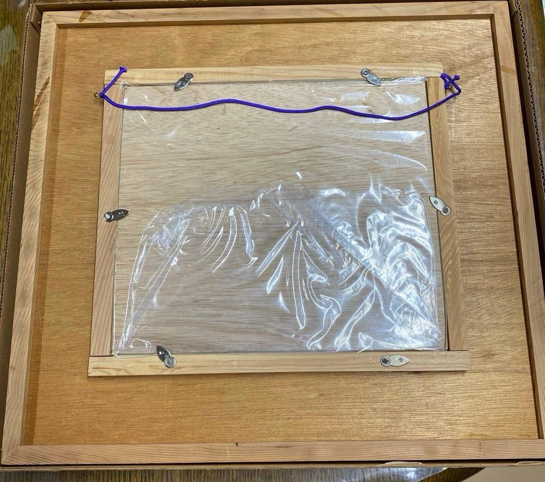 銘木！屋久杉 額縁 鶴と松 美術品 未使用だけど、長期自宅保管