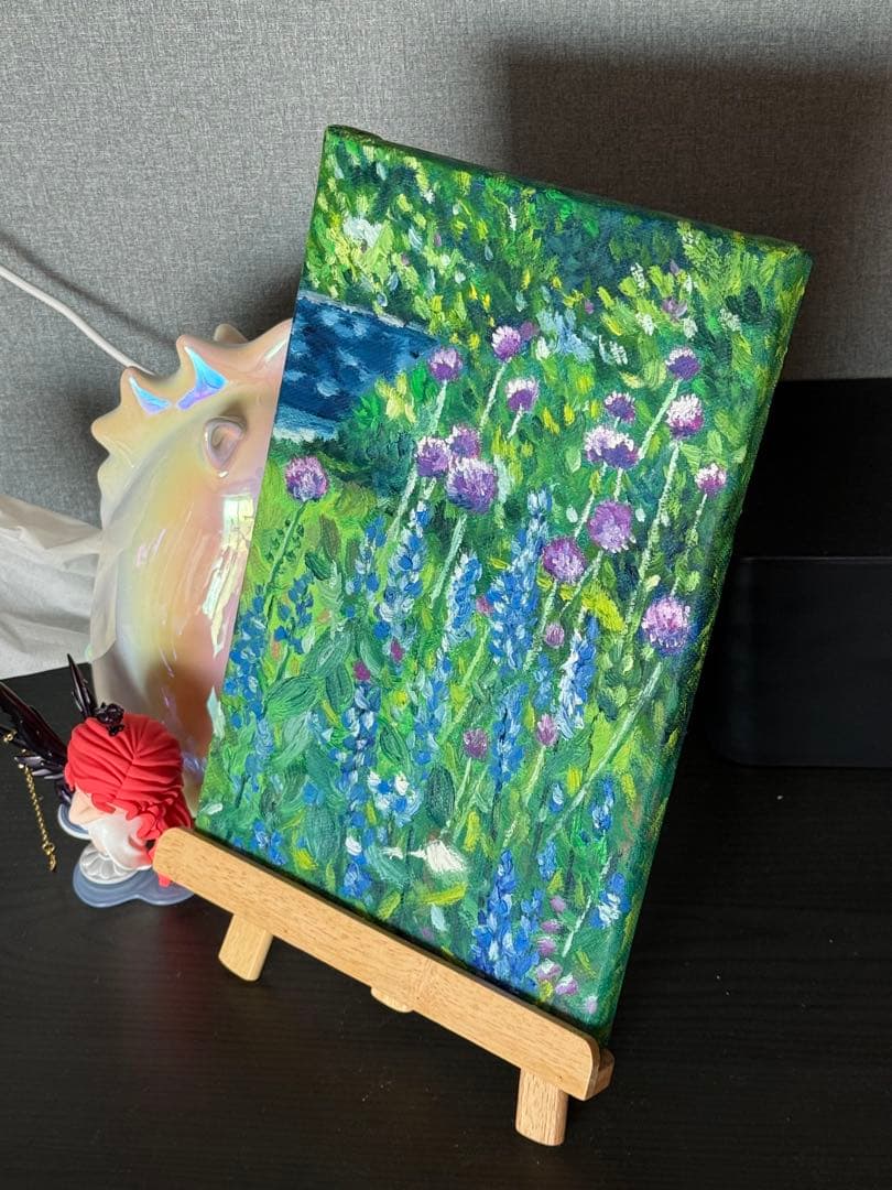 「ガーデンの午後」　手描き　油絵　風景画　原画　油彩画