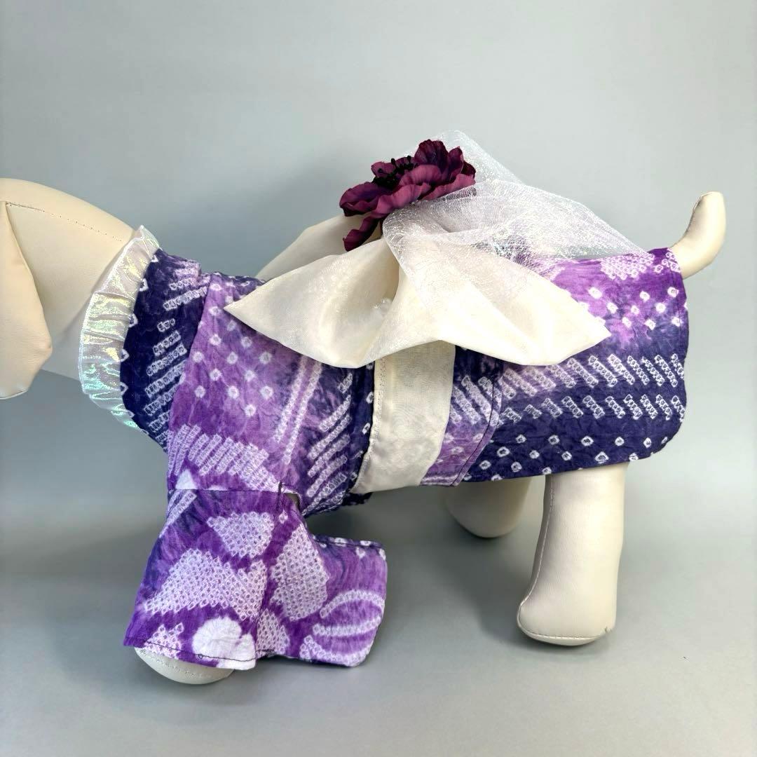 F4.pon2pan2☆犬現品有松絞り浴衣☆犬浴衣☆ F4.pon2pan2☆犬 数量限定