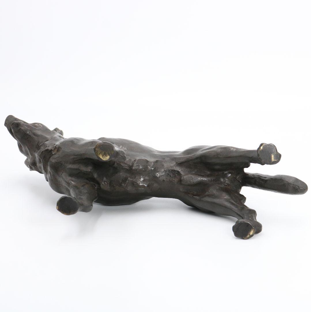 ブロンズ彫刻 犬 置物 銅像 V190 1F6