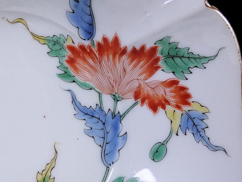 大聖寺伊万里 色絵 芙蓉の図 膾皿 F041AS-CQv