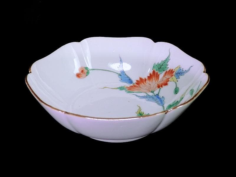 大聖寺伊万里 色絵 芙蓉の図 膾皿 F041AS-CQv