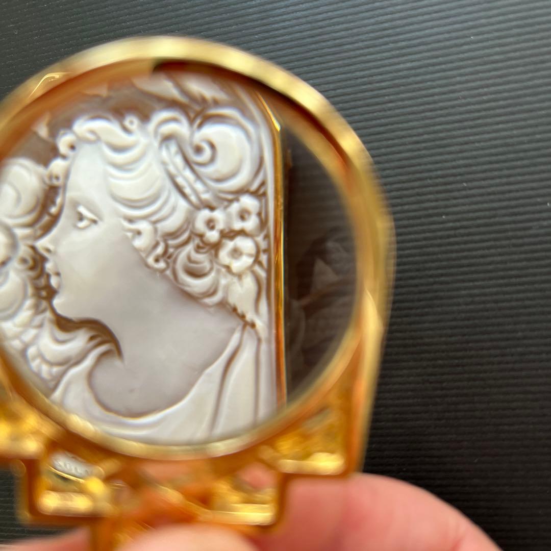 値下げ！K18カメオブローチ 作家ソルビノ ✨