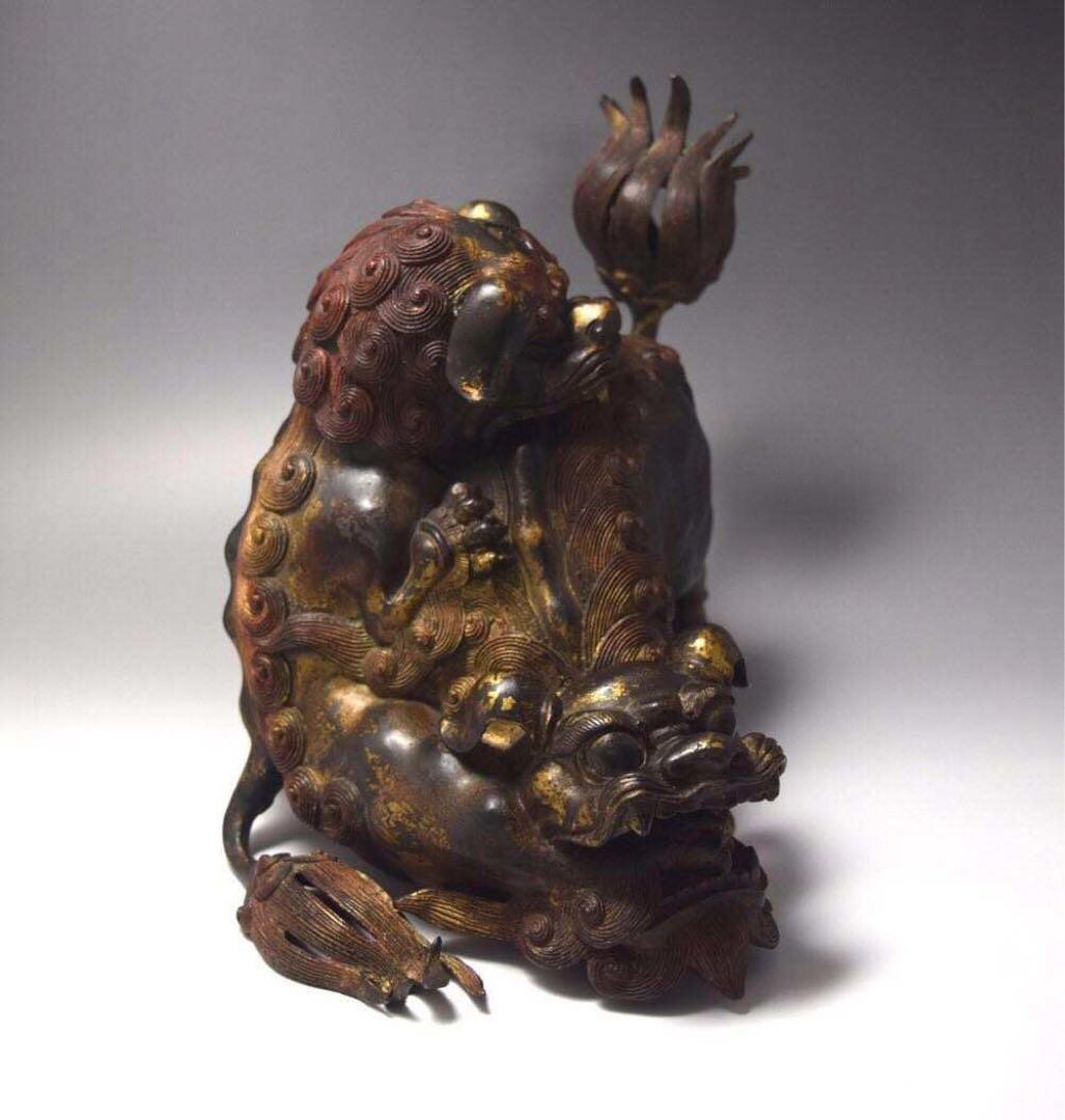 鍍金古銅獅子香爐