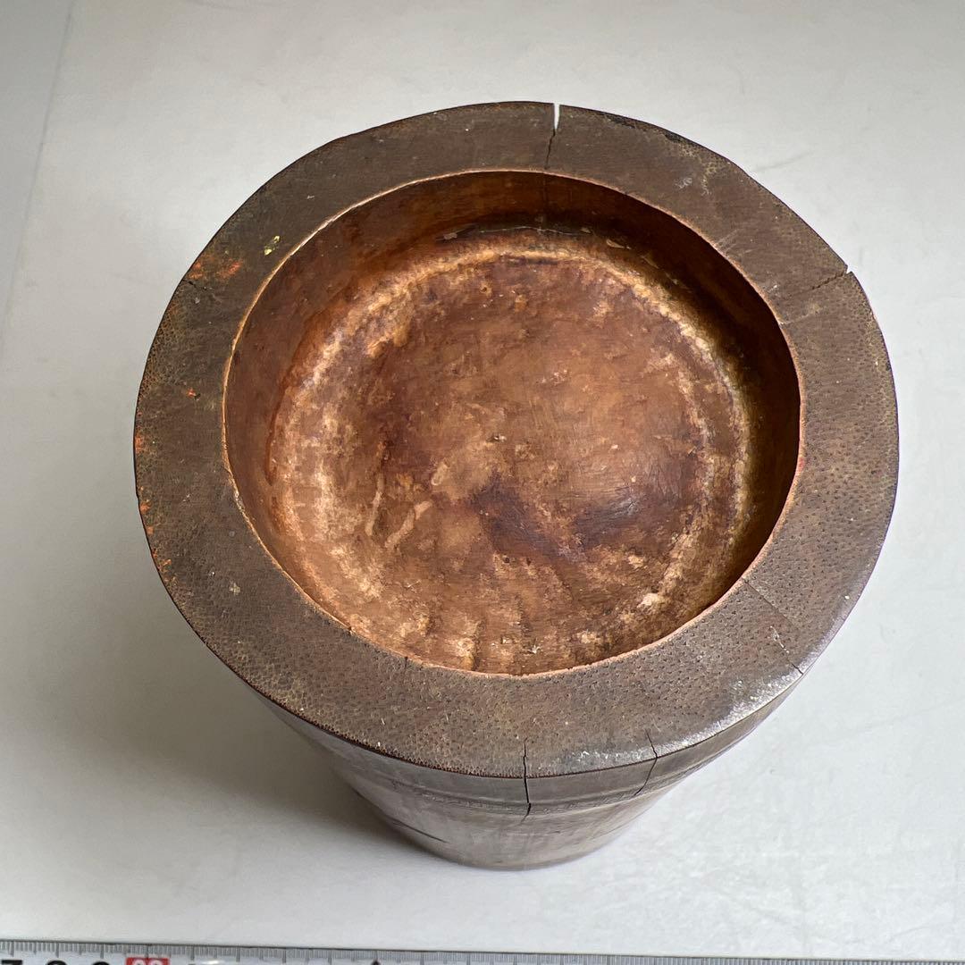 時代竹製浮彫筆筒 高さ14㎝ 東Y7-0606①タエオ