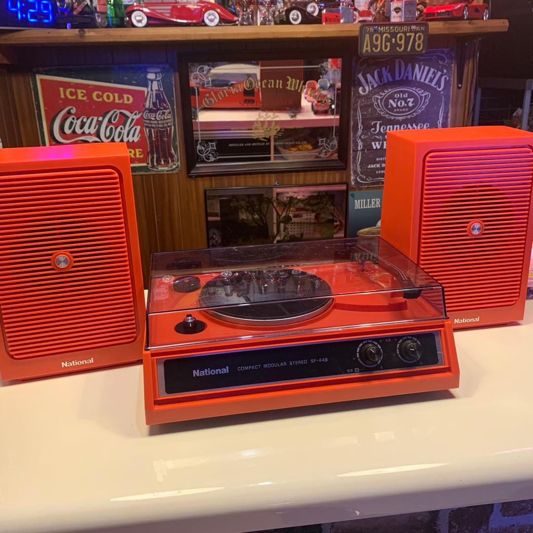 昭和レトロ ナショナル レコードプレーヤー SF–448 レッド ステレオ