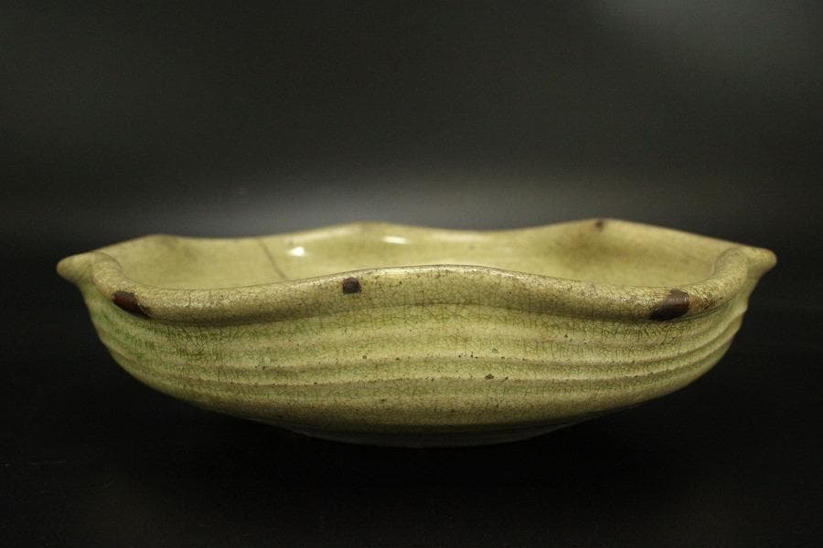 黄瀬戸 梅型 鉢 古美術(ZE569)