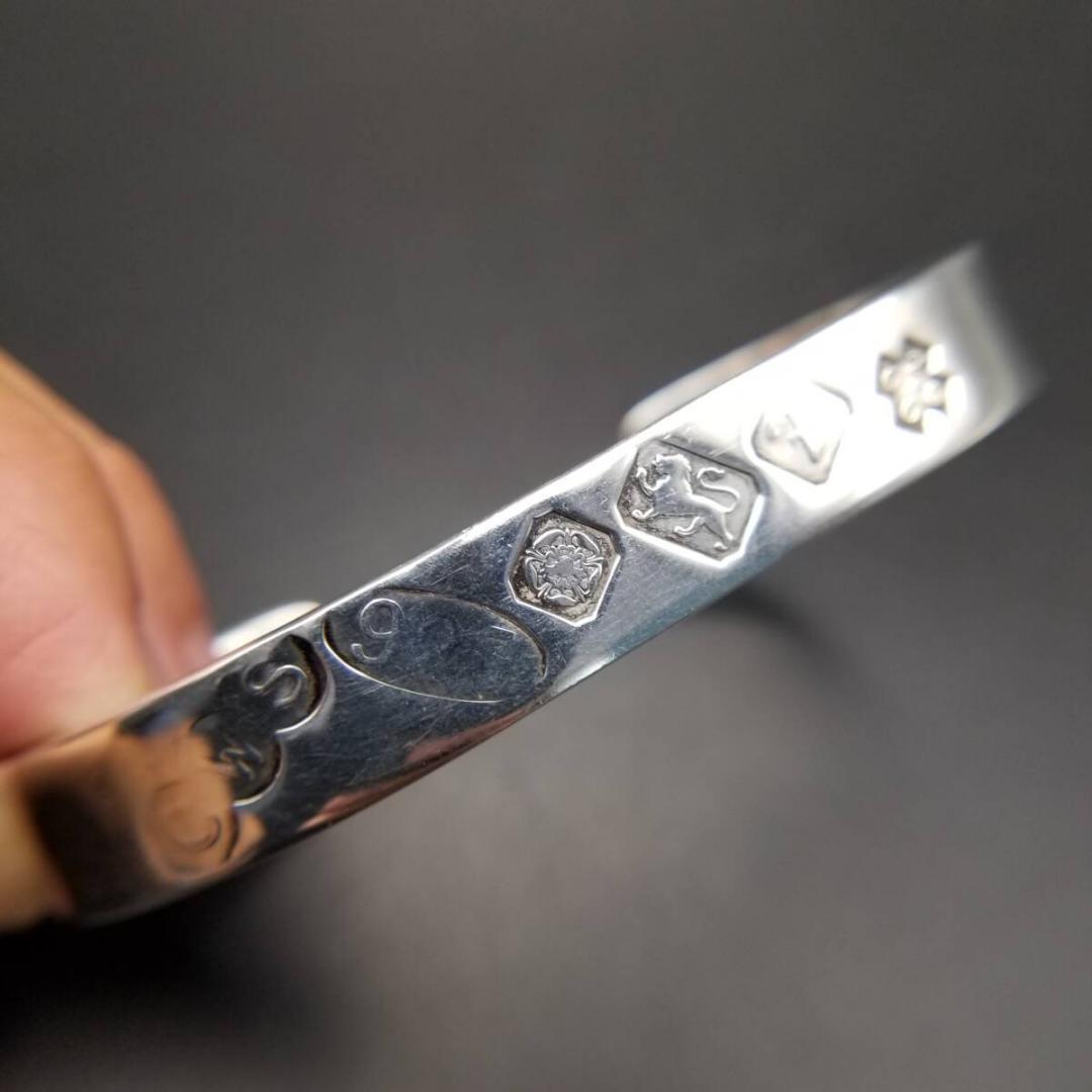 2000年 ミレニアム 英国 ヴィンテージ カフ ブレスレット 925 シルバー