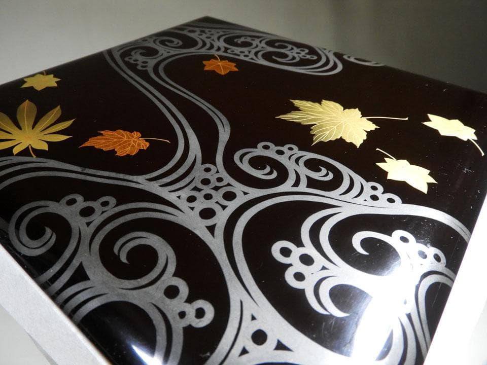 ○五段重 重箱 流水紅葉楓蒔絵 時代 木製漆器 美品 明治 箱