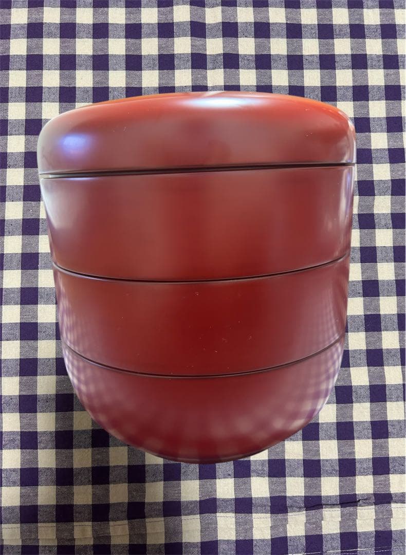 お重 玉山 保男 本朱 六寸丸重